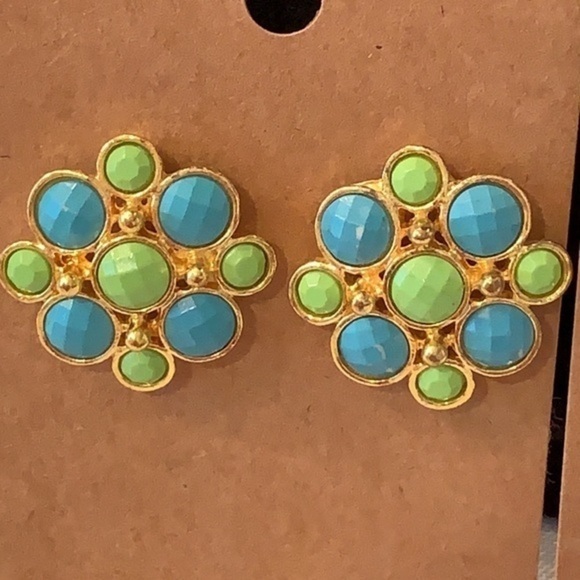 💐5/25 two pair lot pink flower statement gold - Picture 2 of 9